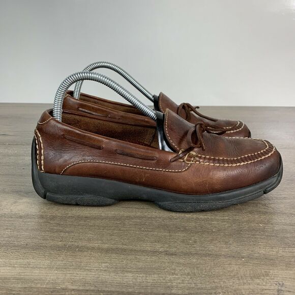 Cole Haan Boat Shoes Mens Brown Leather Casual Moc Toe Slip On Loafers Size 9 M - Picture 6 of 12